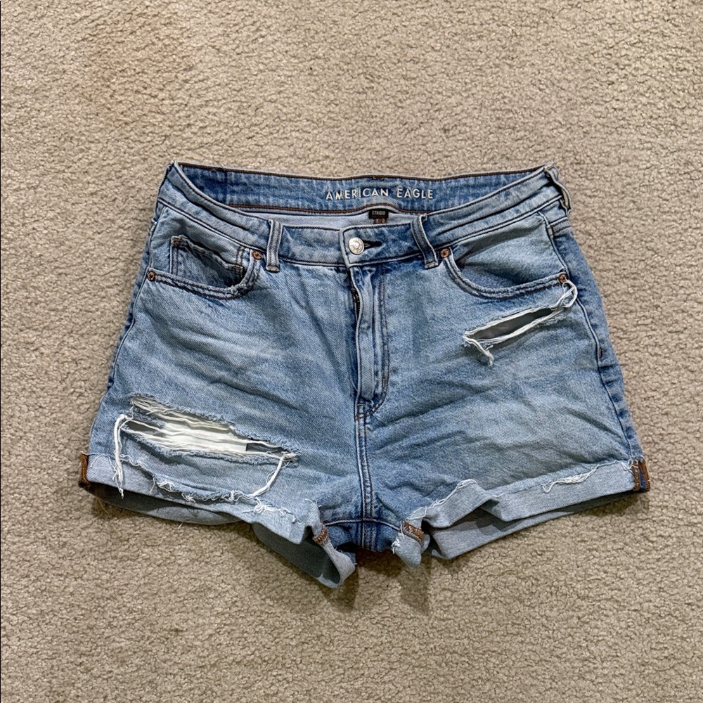 American Eagle Outfitters Light Blue Distressed Jean Shorts